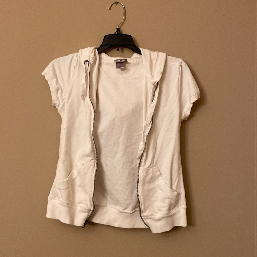 Off-white short sleeved hoodie jacket – XS